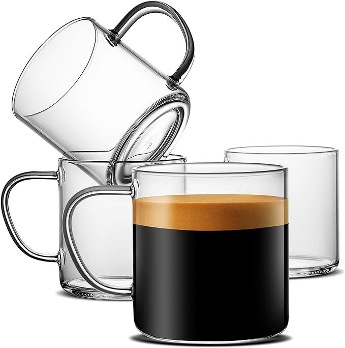 LUXU Glass Coffee Mugs, 14 oz Ice coffee cups, Borosilicate Glass Mugs by LUXU