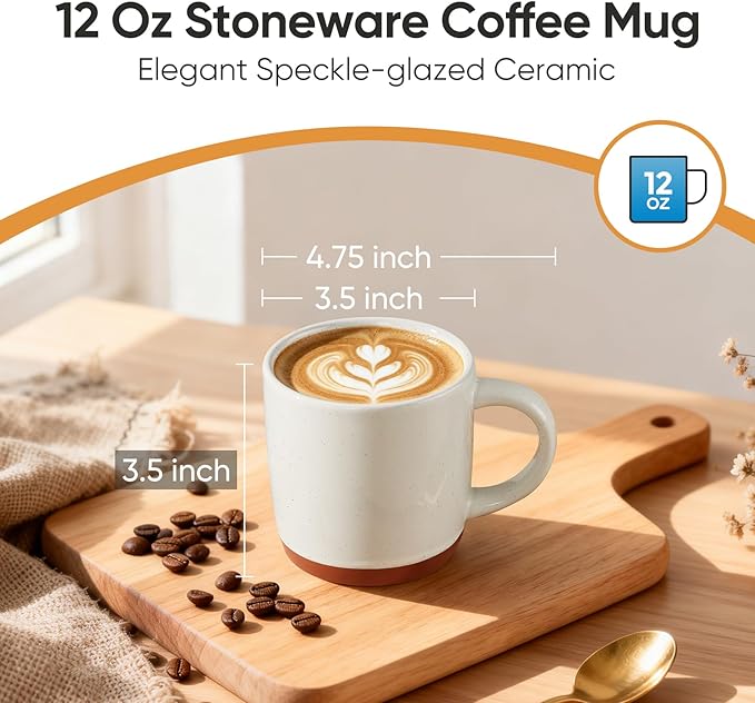 E-far Ceramic Coffee Mug Set of 6, 12oz Stoneware Coffee Cup - Image 2