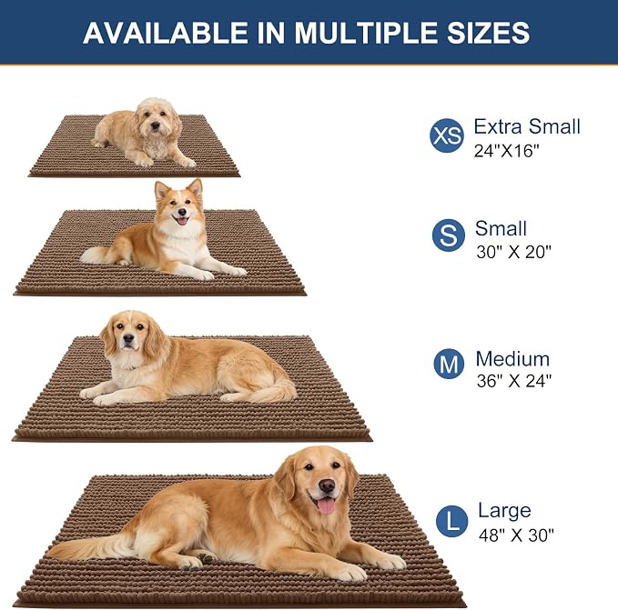OLANLY Dog Door Mat for Muddy Paws 40x32, Ultra Absorbent Chenille Mud Doormat - Image 2