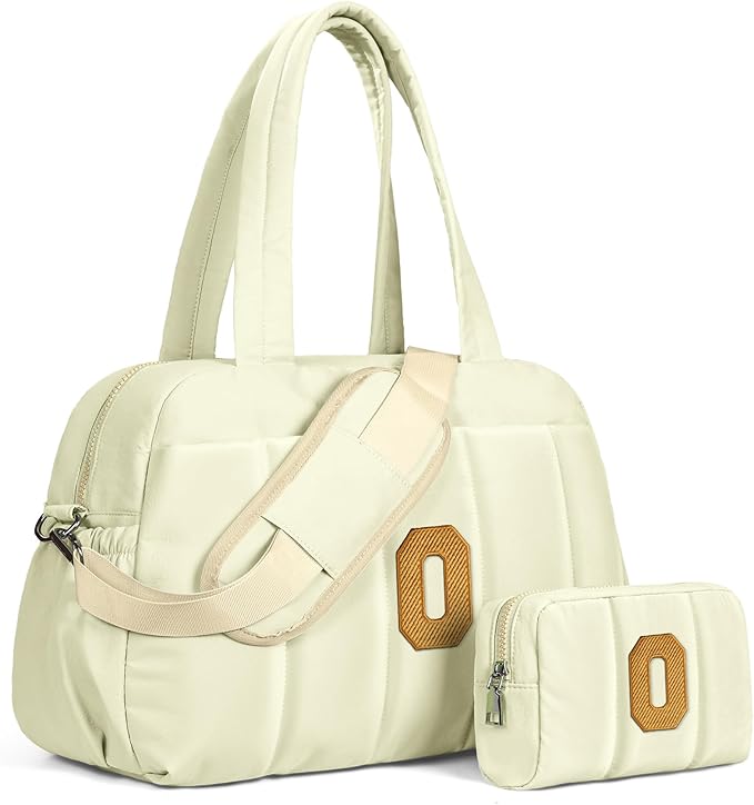 Duffle Bag for Travel Women, Travel Bags，Teenage Girls Gift Ideas-Initial Overnight Bag with Wet Pocket，Lightweight Weekender Bags Personalized Gym Tote with Makeup Pouch