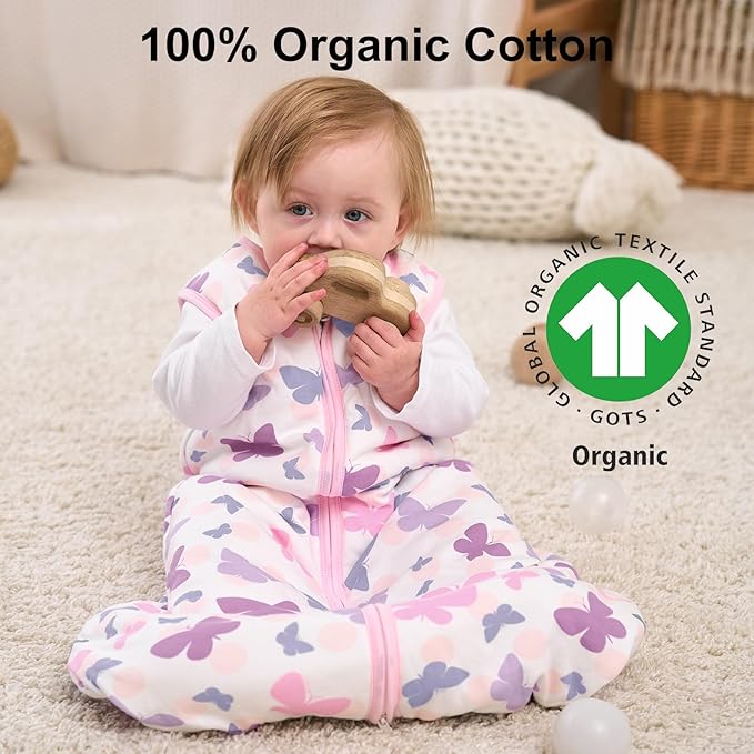 Yoofoss Baby Sleep Sack 0-6 Months, 1.5 Tog Baby Wearable Blanket with 2-Way Zipper, 100% Cotton Organic Fabric Winter Infant Sleeping Sack, Warm Soft Comfy