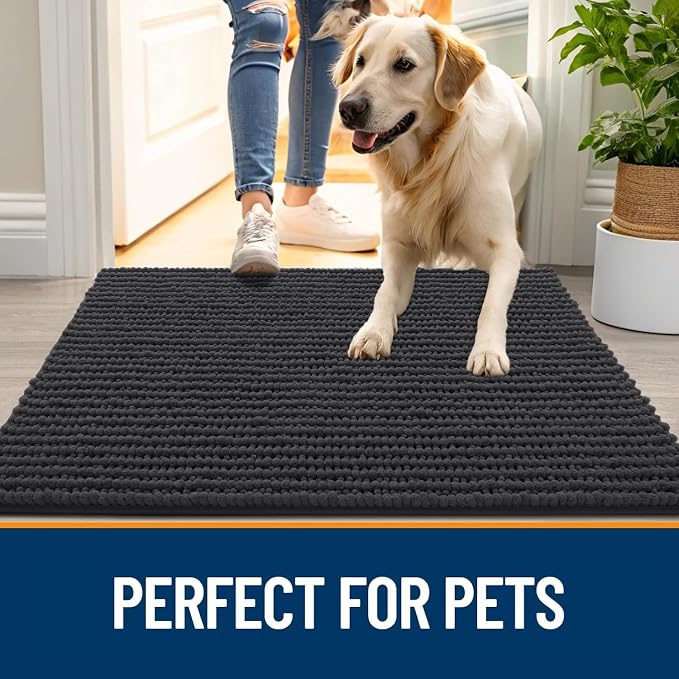 OLANLY Dog Door Mat for Muddy Paws 59x35, Ultra Absorbent Chenille Mud Doormat - Image 6