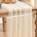 Artoid Mode 3PCS Pearl Champine Gauze Table Runner 120 Inch 10FT, Seasonal by ArtoidMode