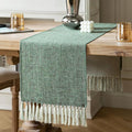 Green Table Runners 90 Inches Long, Burlap Linen Style Rustic Farmhouse Table by ZEEMARTONLINE