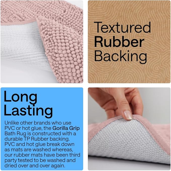 GORILLA GRIP Bath Rug Mat 30x20, Thick Soft Absorbent Chenille, Quick Dry - Image 3