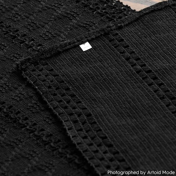 Artoid Mode Black Woven Farmhouse Hollow Table Runner 12x90 Inch | Holiday - Image 8