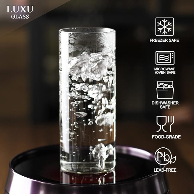LUXU Drinking Glasses 12 oz, Water Glasses, Mojito Glass Cups, Bar Glassware - Image 2