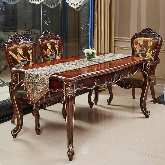 Luxury Vintage Design Table Runners 72 inches Long Embroidery Jacquard Fabric - Image 7
