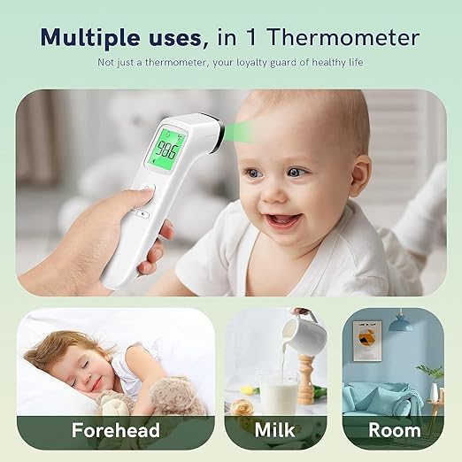 No-Touch Thermometer for Adults and Kids, Fast Accurate Digital Thermometer with Fever Alarm & Silent Mode, Easy-to-use, Forehead Thermometer for Babies, Kids & Elderly