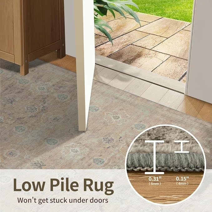 Rugxara 3x5 Rug for Entryway Bedroom, Vintage Retro Boho Throw Rug, Non Slip & - Image 7