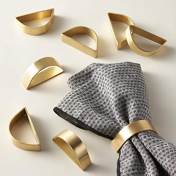 Cuff Brushed Gold Napkin Rings Set of 30, Modernist Napkin Ring Holder by wonlex