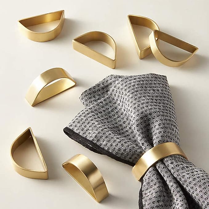 Cuff Brushed Gold Napkin Rings Set of 60, Modernist Napkin Ring Holder by wonlex