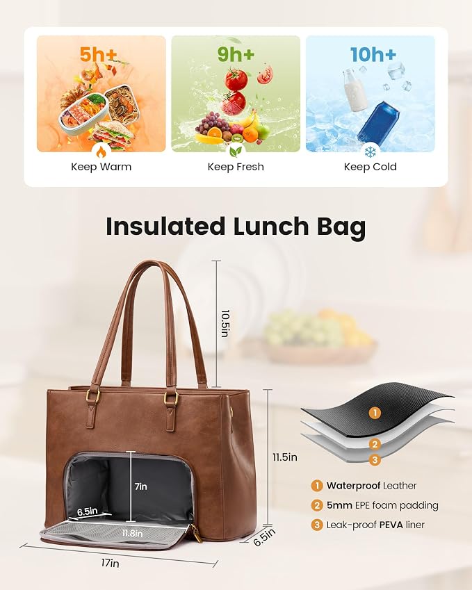 LOVEVOOK Lunch Bag for Women, Work Laptop Tote Bag - Image 4