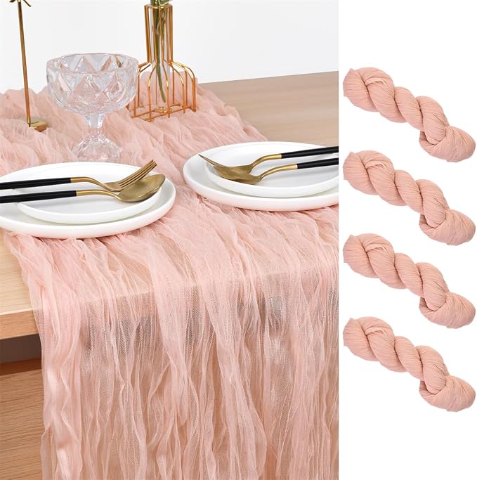 Peach Cheesecloth Table Runner Cheese Cloth Wedding Birthday Party Decor | 10Ft by Joanlody
