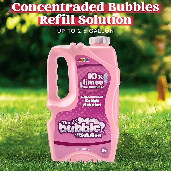 JOYIN 32 oz Bubble Solution Refills (Close to 1L/ 2.5 Gallon), Concentrated Solution for Bubble Machine, Wands, Blower, Easter (Pink)