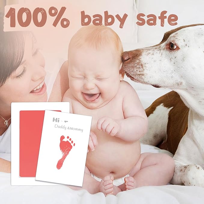 Inkless Baby Hand and Footprint Kit,Clean-Touch Ink Pad Kit,Safe No Mess Printing Infant Hand Foot Stamp,4 Pack Newborn Inkless Print Pads Best Keepsake or Gifts for Family