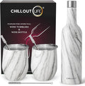CHILLOUT LIFE 12 oz Stainless Steel Wine Tumblers 2 Pack & 1 Insulated Wine by CHILLOUTLIFE