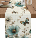 Turquoise Tulip Table Runners 48 Inches Long, Spring Vintage Botanical Table by Unknown