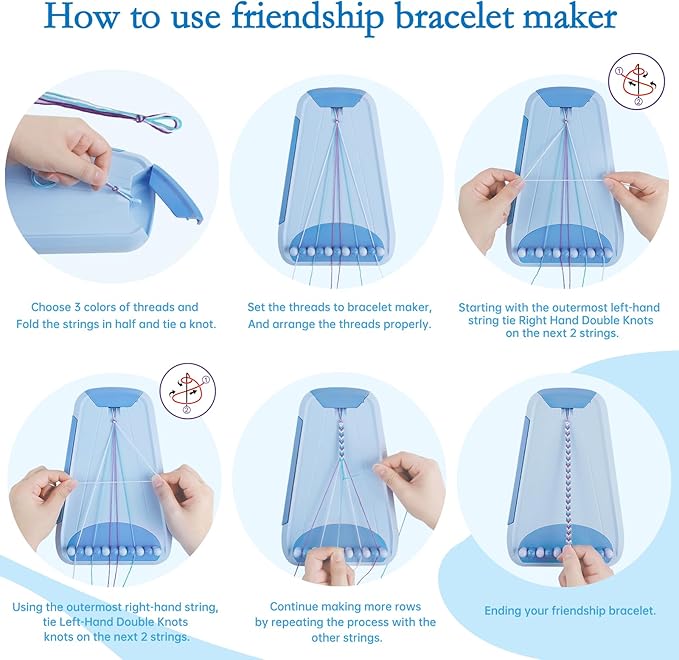 Friendship Bracelet Making Kit for Girls, Arts and Crafts Bracelets String Maker Kit for Kids Ages 8-12 Christmas Birthday Gifts (All Blue)