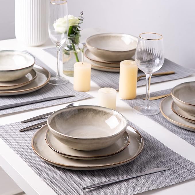 AmorArc Ceramic Dinner Plates Set of 6, 10.5 Inch Stoneware Plates Set | - Image 7