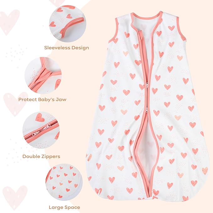 Yoofoss Baby Sleep Sack 6-12 Months Baby Wearable Blanket 100% Organic Cotton 2-Way Zipper TOG 0.5 Toddler Sleeping Sack, Lightweight Sleep Sacks for Babies(Medium)