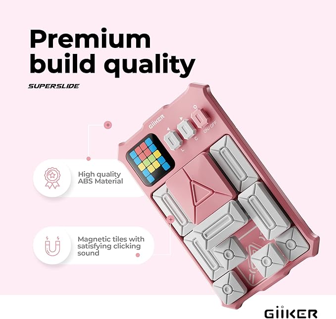 GiiKER Super Slide Puzzle Games, Original 500+ Challenges Brain Teaser Puzzle, Toys for Kids, Travel Games Birthday Gifts Easter Basket Stuffers for Boys Girls, Activities for Road Trips-Baby Pink
