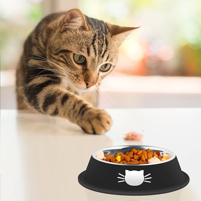 Serentive 3Pcs Cat Bowls Non-Slip Stainless Steel Small Cat Food Bowl - Image 6