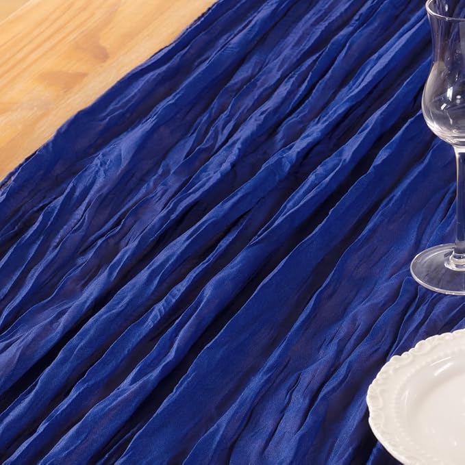 DeZerlor Royal Blue Cheesecloth Table Runner 1 Pack Summer Boho Runner | - Image 6