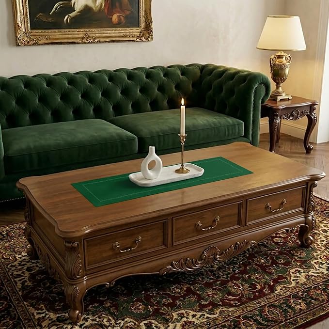 Signature Linen™ by D'Moksha Eden Green Table Runner 36 Inches, 100% Pure Linen - Image 2
