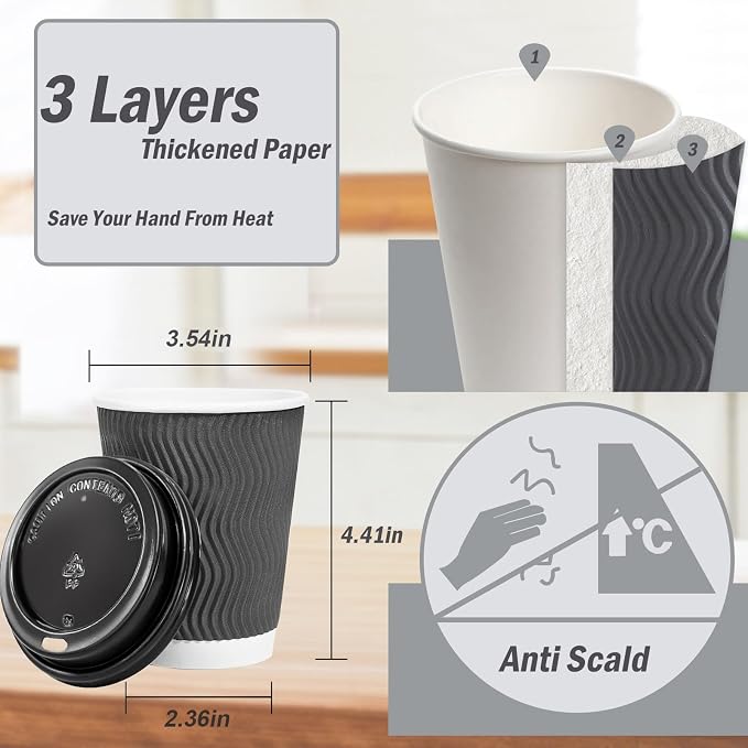 Lamosi 500 Pack - 12 oz Insulated Disposable Coffee Cups - Image 2