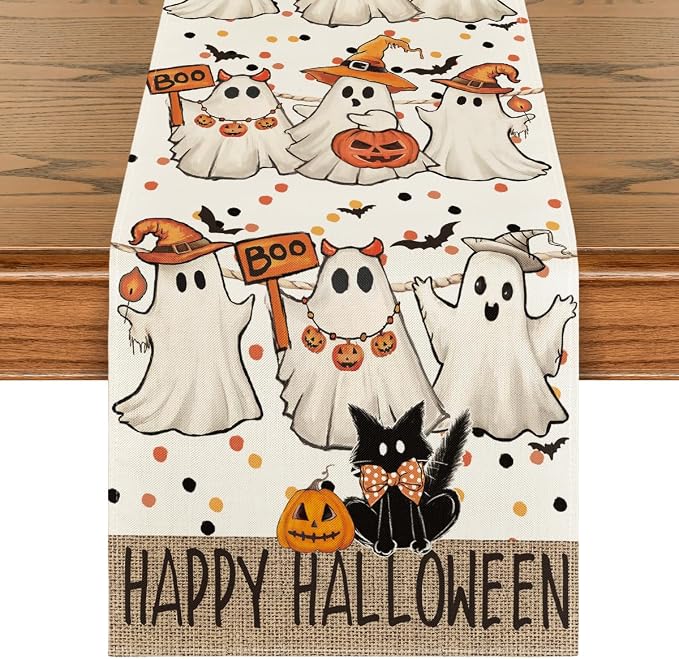 Artoid Mode 210 GSM Halloween Table Runner 13x36 Inch Home Party Decor | Beige by ArtoidMode