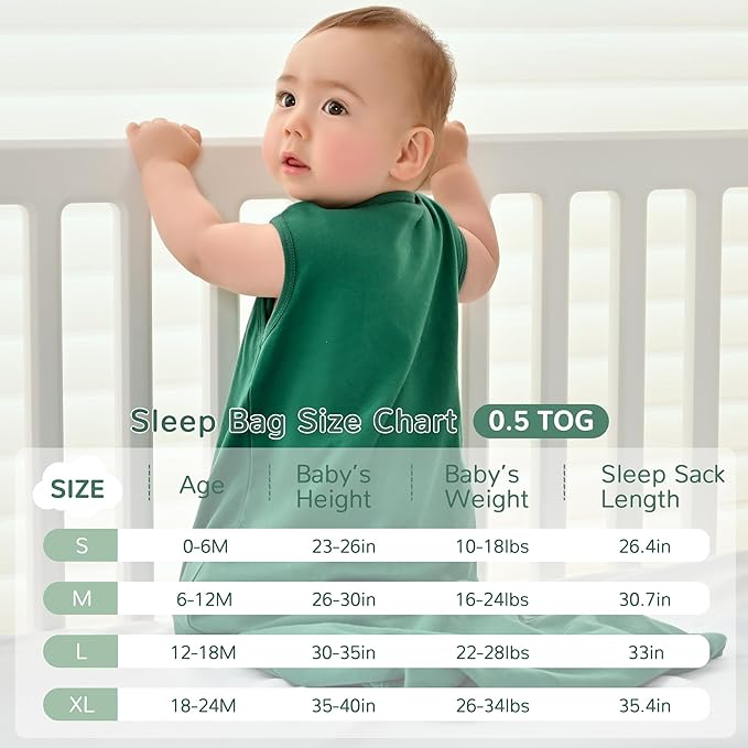 JELLYMONI Baby Sleep Sack 12-18 Months 100% Cotton Wearable Blanket, 0.5 TOG Soft Lightweight Toddler Sleeping Sack 3 Pack 2-Way Zipper Newborn Sleep Sacks