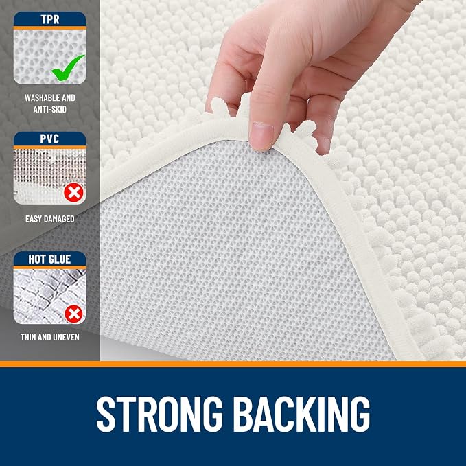 OLANLY Small Bathroom Rugs 24x16, Extra Soft Absorbent Chenille Bath Rugs - Image 6