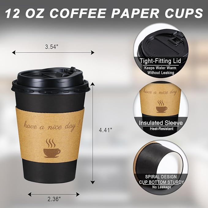 Lamosi 500 Pack 12 oz Coffee Cups, Disposable To Go Paper Cups - Image 2