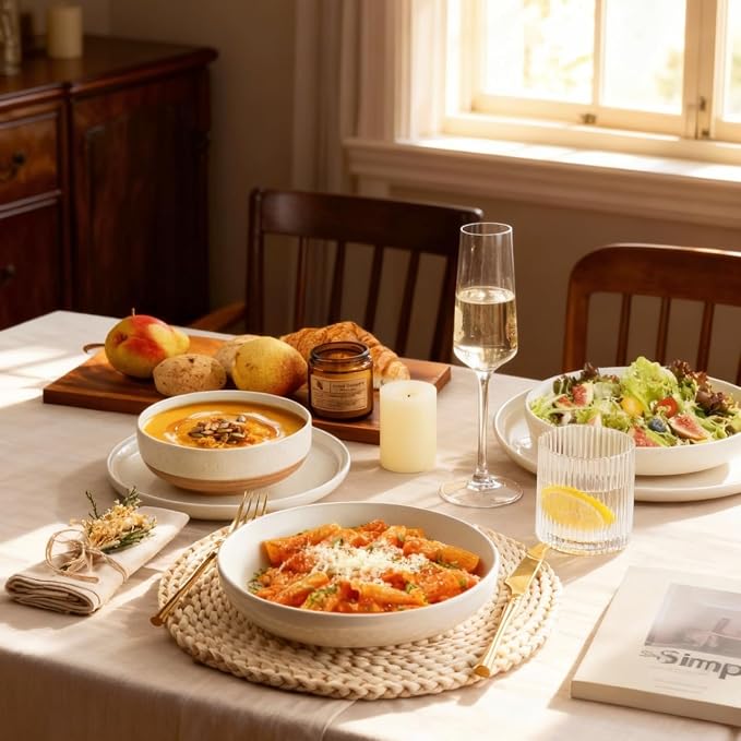AmorArc Dinnerware Sets for 6, 18 Pieces Ceramic Plates and Bowls Set | Scratch - Image 6