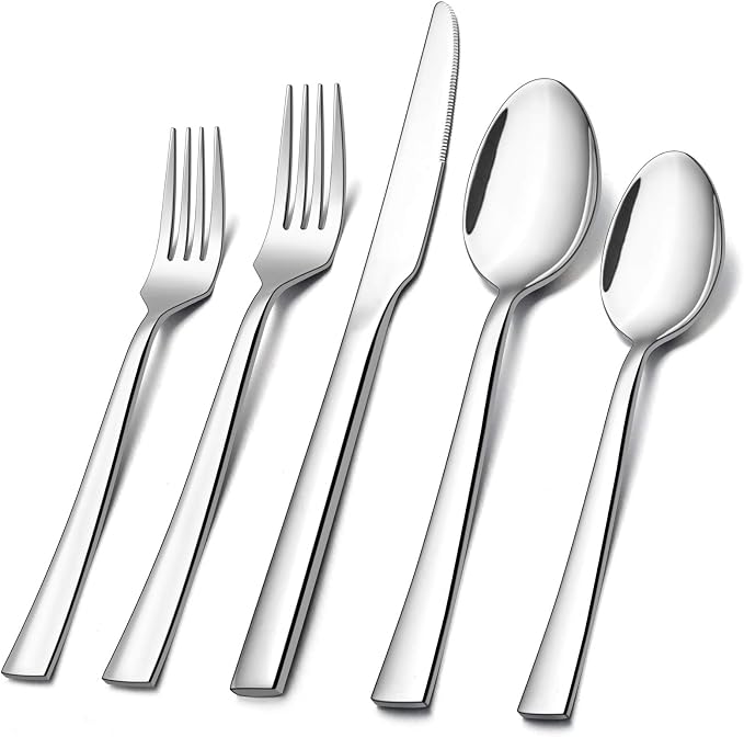 20-Piece Silverware Set, E-far Stainless Steel Flatware Set Service by E-far