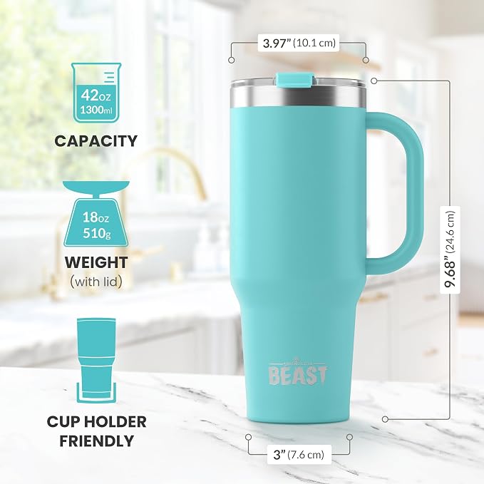 Beast 42 oz Tumbler with Handle Stainless Steel Vacuum Insulated Coffee Ice Cup - Image 6