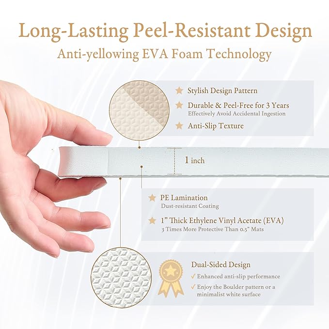 PopsyKosy Super 1 Inch Thick Premium Quality Exercise & Baby Foam Play Mats - Expandable & Large Non-Toxic Odorless Floor Mat - 6 Tiles Spacious 6x4ft - Peel-Resistant - Desert Sand