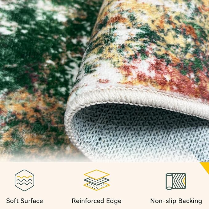 RELEANY Washable Area Rugs 8'x10' Non-Slip Modern Abstract Soft - Image 4