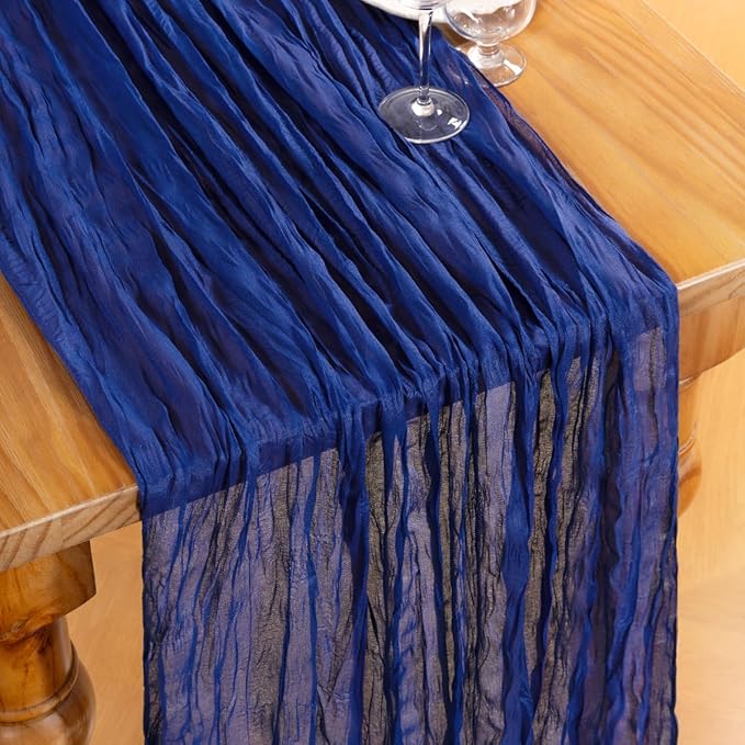 DeZerlor Royal Blue Cheesecloth Table Runners 6 Pack Summer Boho Runners | - Image 2