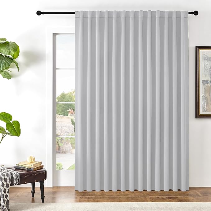 Joydeco Custom Blackout Curtains for Bedroom, 1 Panel Room Darkening Curtains & Drapes for Living Room Window Rod Pocket Back Tab (Custom Size,Greyish White)