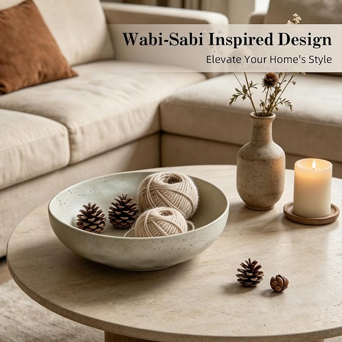 salomayes Wabi-Sabi Ceramic Decorative Bowl, Matte Off-White Catchall Bowl | - Image 3