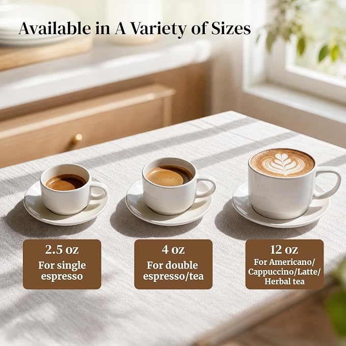 DOWAN 2.5 OZ Stackable Espresso Cups, Porcelain Coffee Cups - Image 3