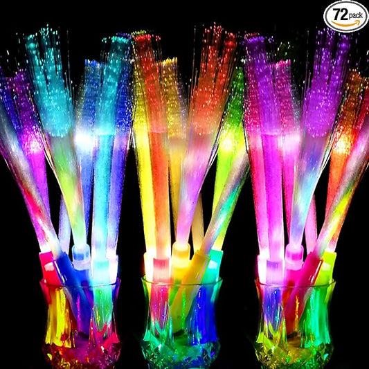 OceanWings Glow Fiber Optic Wands,Halloween Glow Sticks Bulk Party Pack,Glow in the dark Party Supplies Favor Flashing Light Up Sticks for Birthday Holiday Party Wedding Halloween Christmas(72)