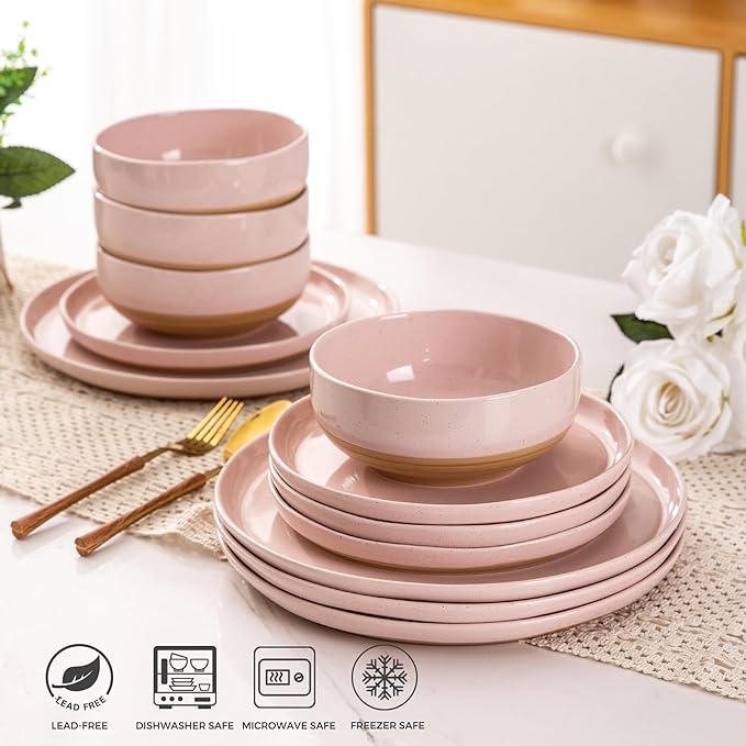 AmorArc Dinnerware Sets for 6, 18 Pieces Ceramic Plates and Bowls Set | Scratch - Image 5
