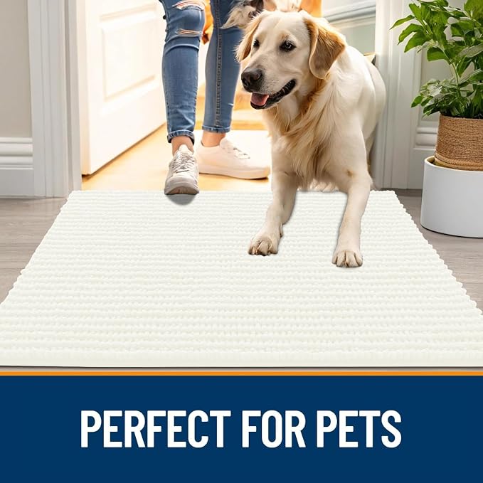 OLANLY Dog Door Mat for Muddy Paws 24x16, Ultra Absorbent Chenille Mud Doormat - Image 6