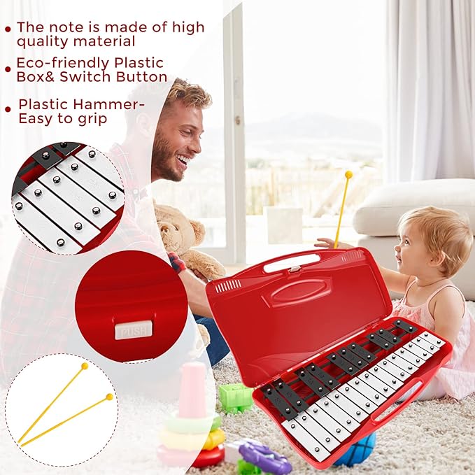 EASTROCK 25 Notes Glockenspiel Xylophone for Kids, Professional Music Teaching, Gifts