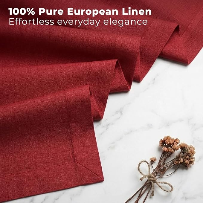 Classic Linen™ by D'Moksha Red Table Runner 72 Inches Long, 100% Pure Linen - Image 2