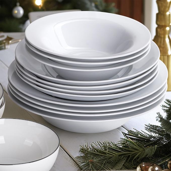 Pasta Bowls Set of 4, 22 oz Ceramic Soup, Pasta and Salad Bowls, Rimmed Deep - Image 8