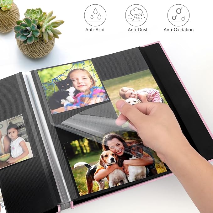 Zesthouse Photo Album Self Adhesive Pages, 60 Pages Magnetic Scrapbook Albums with Sticky Page,Photos Album Holds 8x10 & 5X7 & 4x6 & 6x8 & 3x5, Large Picture Book Ideal for Family,Wedding,Baby